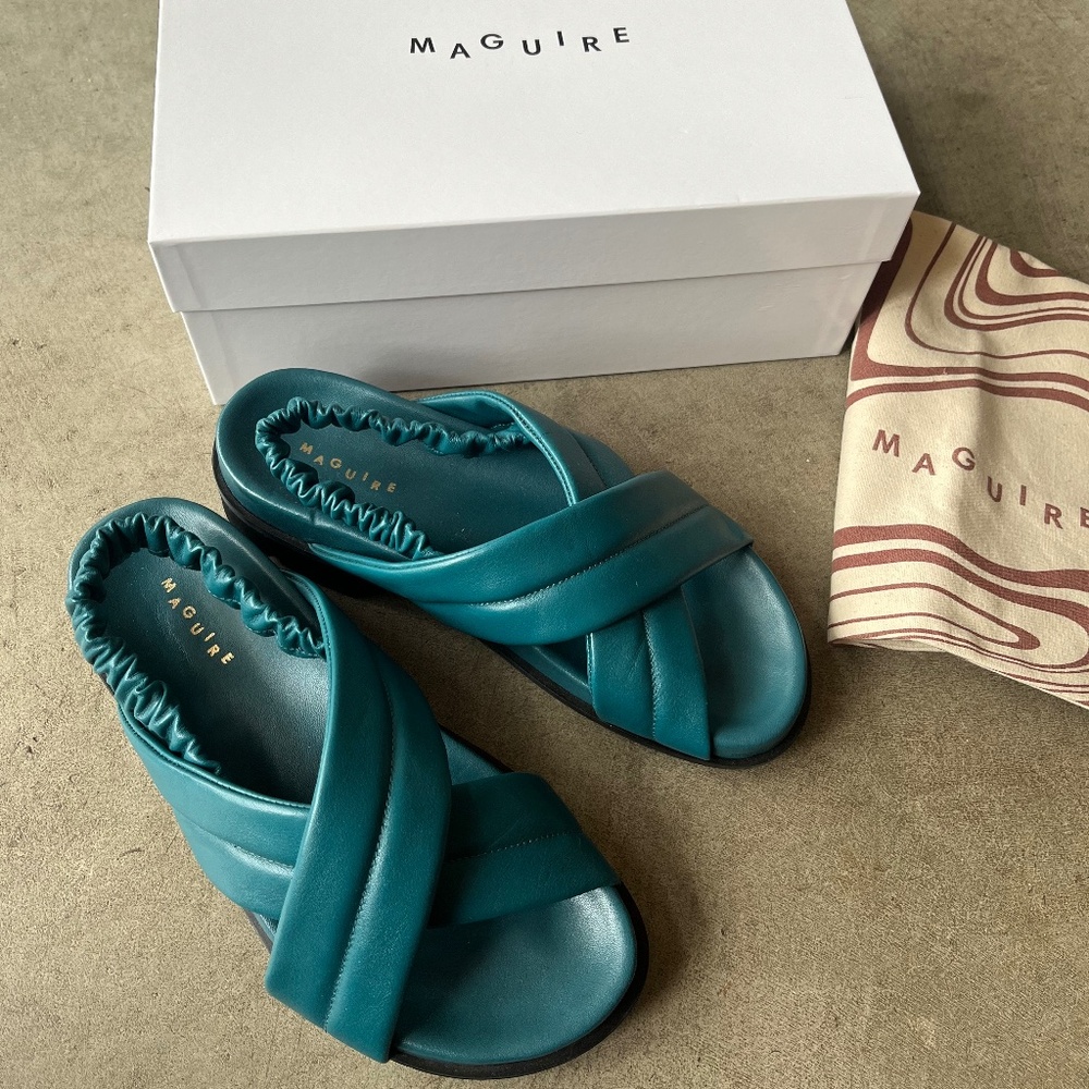 Maguire Teal Crisscross Slide Sandals - Women's